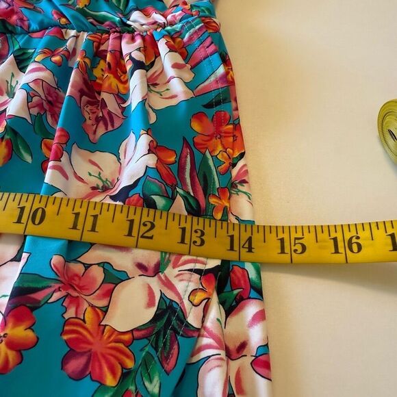 Lands’ End Blue Tropical Print Tulip Hem Chlorine Resistant Wrap Swim Dress Sz S - Picture 8 of 10